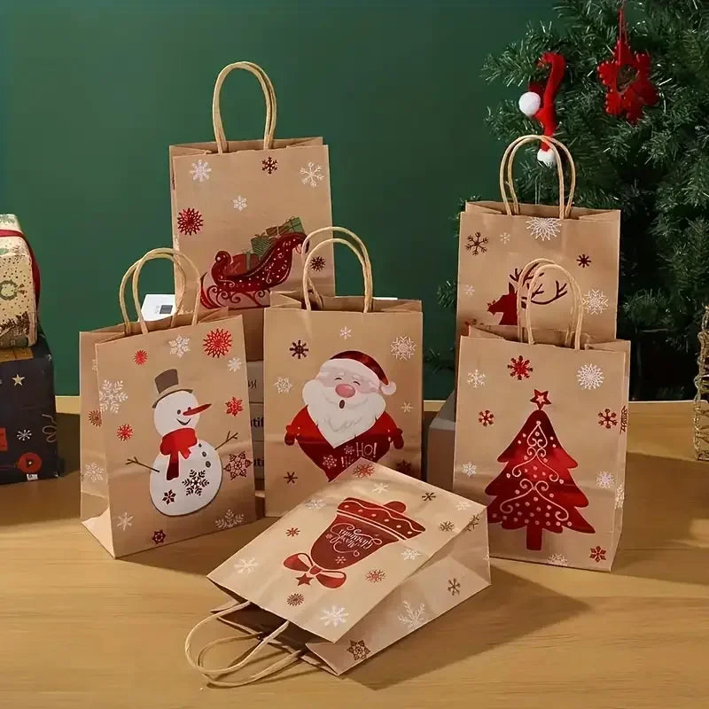 Christmas Kraft Paper Gift Bags – Festive Xmas Packing Bags Christmas Gift Bags Babs