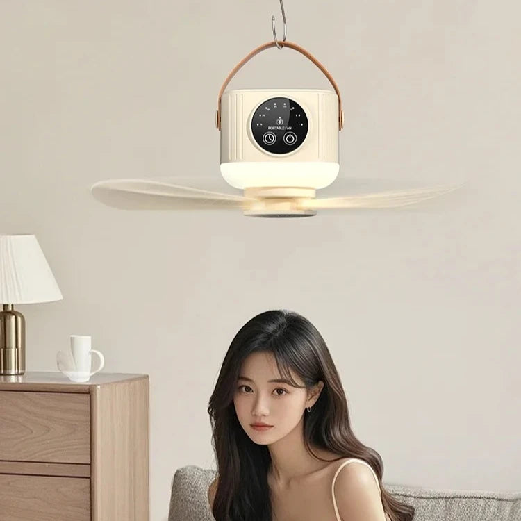 Wireless Rechargeable Ceiling Fan with LED Light & Remote Portable Ceiling Fan Babs