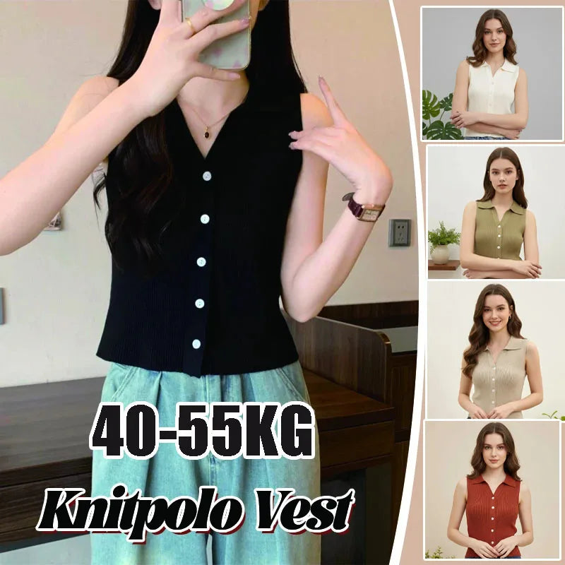 Women's Solid Knit Sleeveless Cardigan – Korean Style Jumper Knit Cardigan Babs