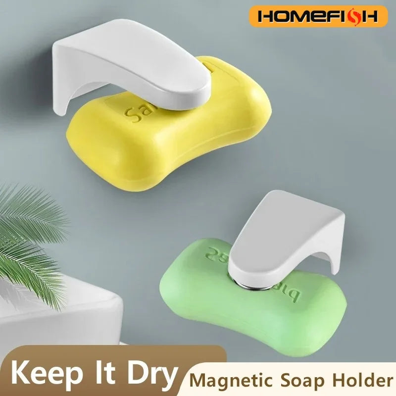 Magnetic Soap Holder – Punch-Free Draining Bathroom Soap Box Soap Dish Holder Babs