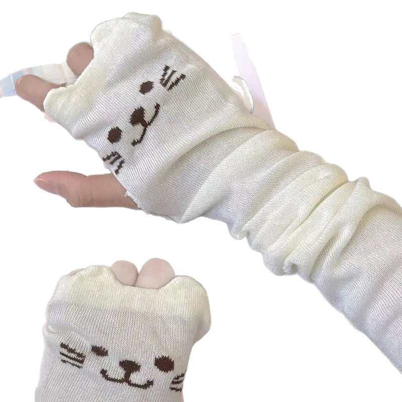Cat Paw Cartoon Arm Sleeves – Breathable Sun Cover for Women Arm Sleeves Babs