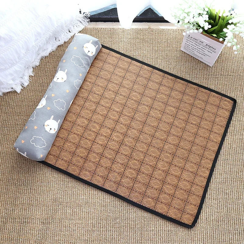 Pet Self-Cooling Rattan Mat for Cats & Dogs – Summer Bed Pet Cooling Mat Babs Gray Rabbit L