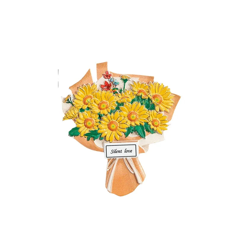 3D Flower Bouquet Fridge Magnets – Resin Tulip Lily Carnation Decorative Fridge Magnet Babs