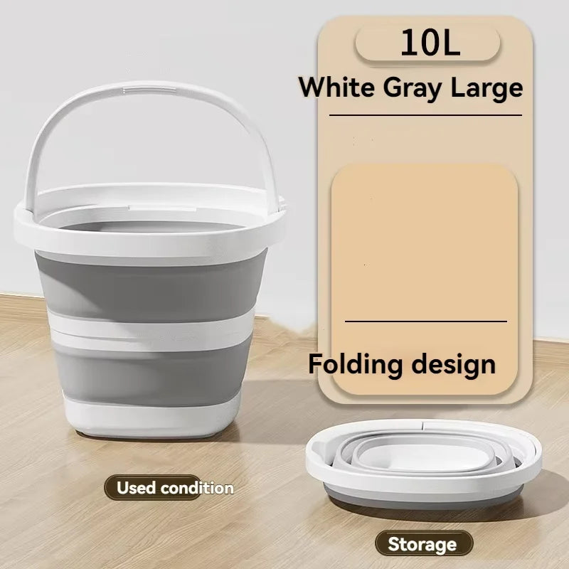 Foldable Water Bucket Large Capacity Portable Tub Foot Soak Foldable Water Bucket Babs 1piecegray10L