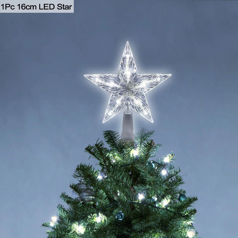 Christmas Tree Top Star LED Light Topper – Xmas Ornament Christmas Tree Topper Babs 16cm cold white
