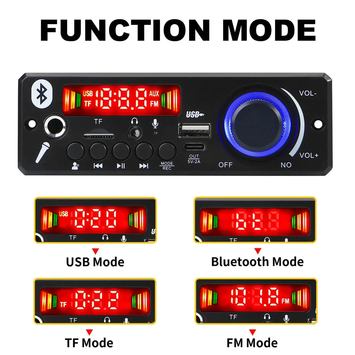 Bluetooth MP3 Decoder Board Amplifier – USB TF FM Car Audio DIY Bluetooth Amplifier Board Babs
