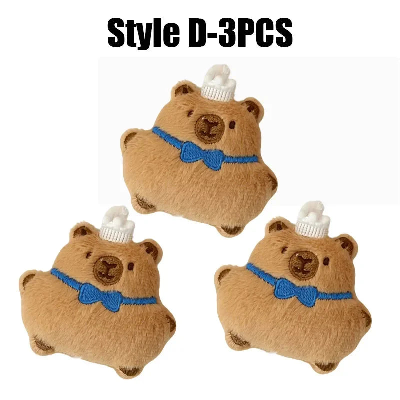 Cartoon Capybara Plush Keychain – Stuffed Croissant Pendant Plush Keychain Babs 140331-Style D-3PCS