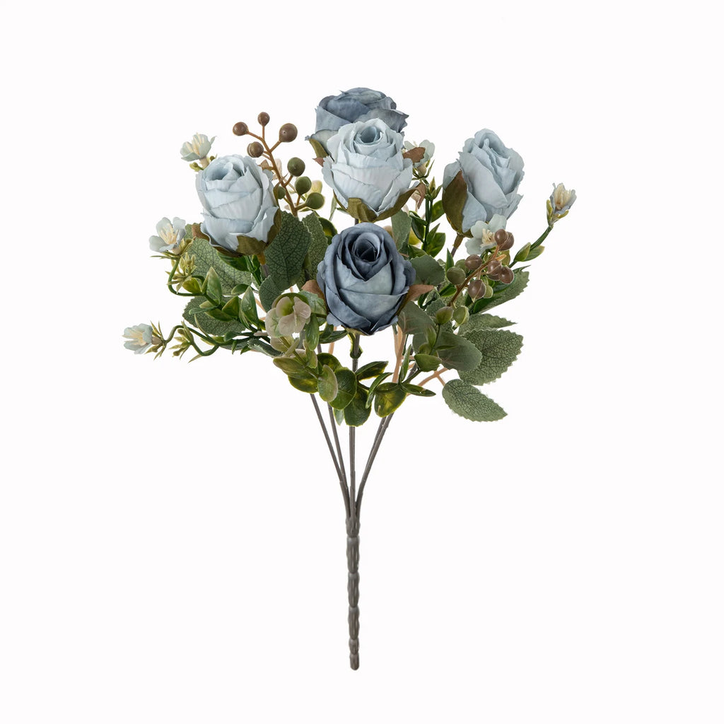 Artificial Silk Rose Bouquet for Weddings & Home Décor Artificial Silk Flowers Babs Blue 1pc