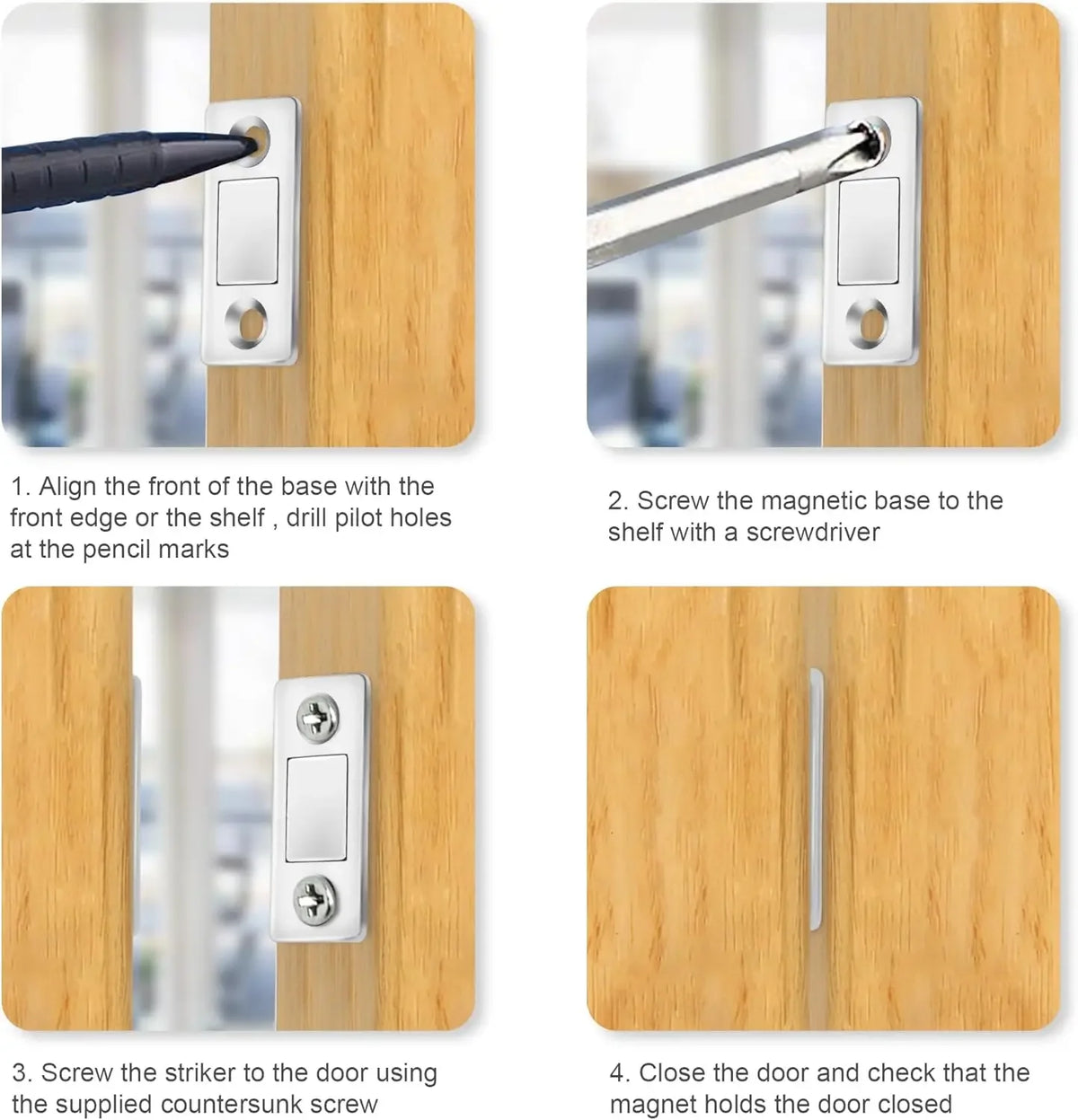 Ultra-Thin Cabinet Magnetic Catch – Adhesive Door & Drawer Magnet Cabinet Magnetic Catch Babs