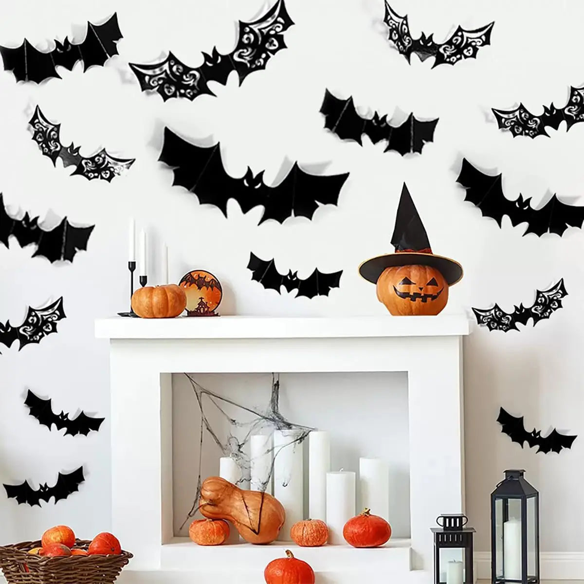 3D Hollow-Out Bat Wall Stickers – Halloween Decor Decals Halloween Wall Stickers Babs