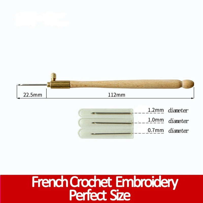 Tambour Crochet Hook Set – Wooden Handle & 3 Embroidery Needles Embroidery Needle Set Babs