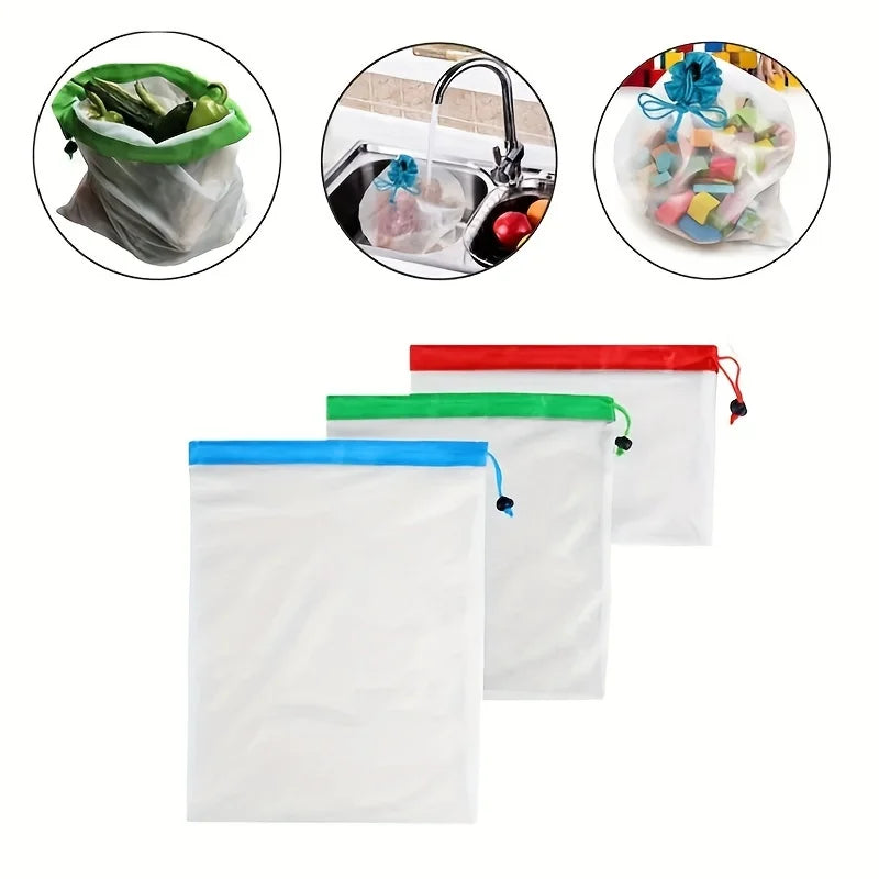 3-Pack Mesh Drawstring Storage Bags for Toys & Blocks Toy Storage Bags Babs