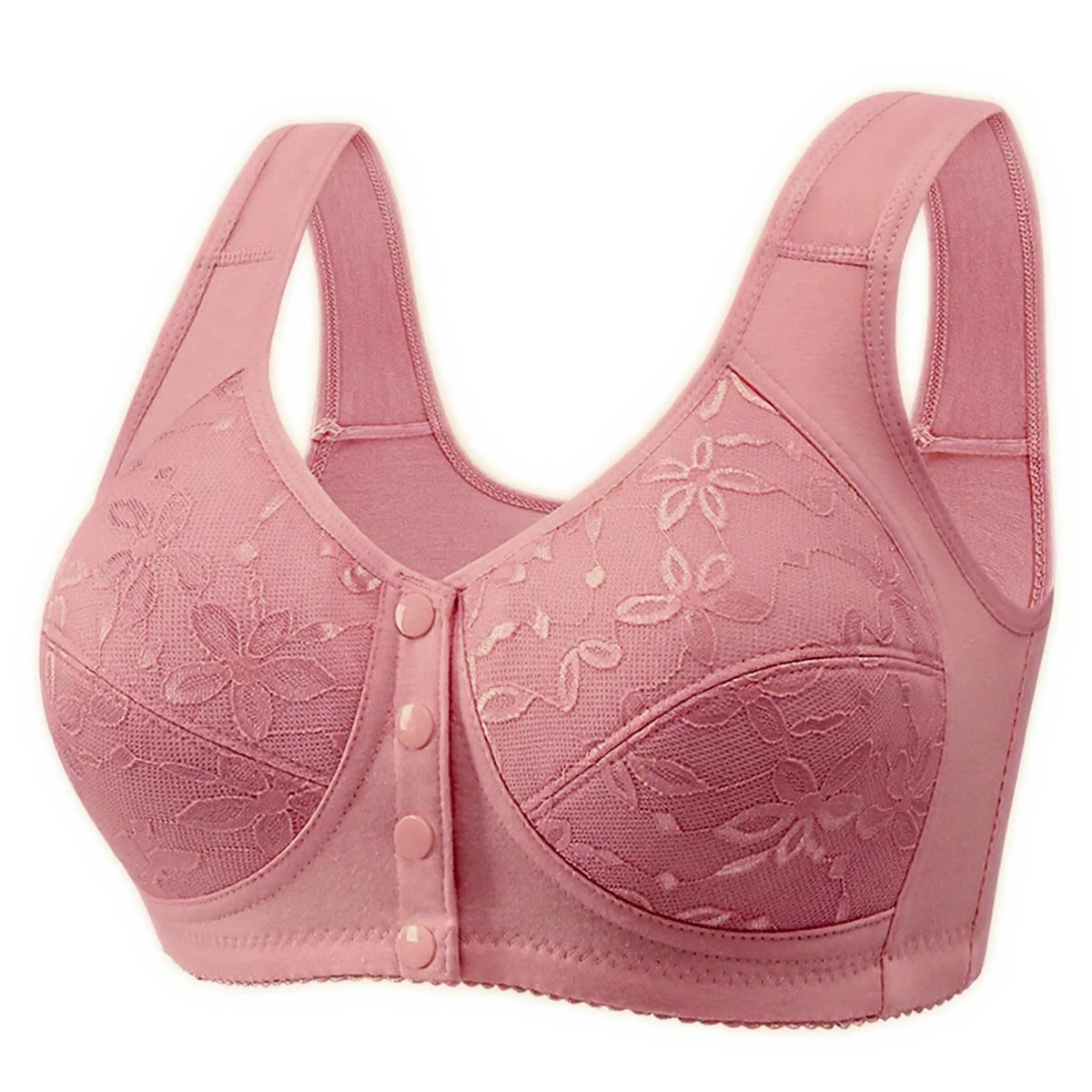 Women's Wirefree Vest Bra – Soft Cotton Front Button Closure Wirefree Vest Bra Babs Watermelon Red 38