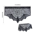Halloween Bat Spider Web Lace Table Runner & Fireplace Curtain Halloween Table Runner Babs A-91x58cm
