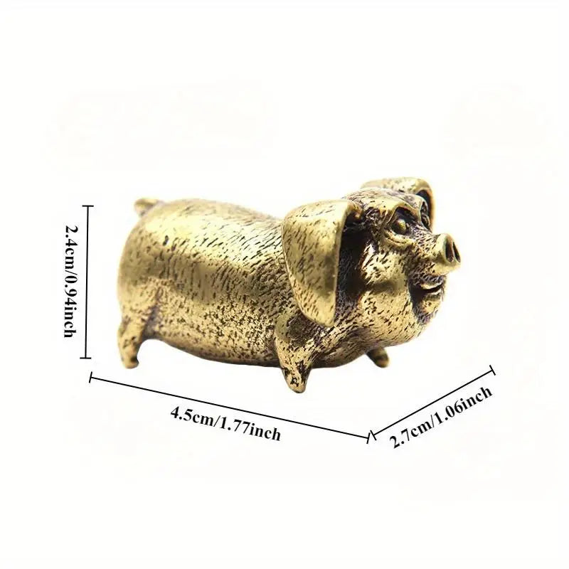 Brass Chinese Zodiac Pig Figurine | Bronze Desktop Ornament Bronze Pig Figurine Babs
