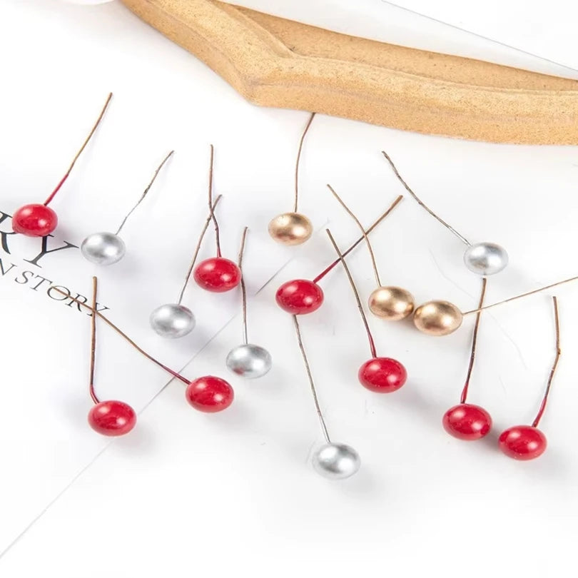 30/50pcs Artificial Berry Beads for Wedding & Christmas Decor Artificial Floral Pick Babs