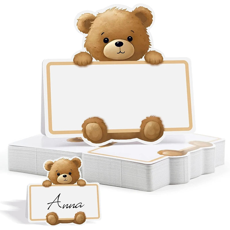 Brown Bear Place Cards 20/50pc – Party & Wedding Table Decor Party Place Cards Babs Bear 30Pcs