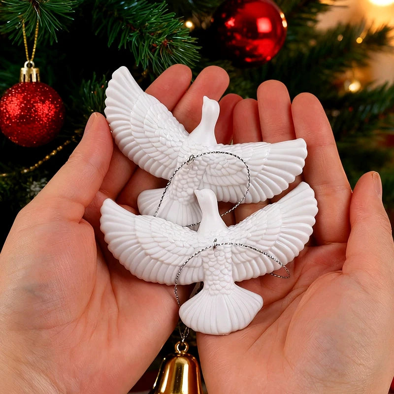 Resin White Dove Christmas Ornaments – Xmas Tree Pendants Christmas Tree Ornament Babs
