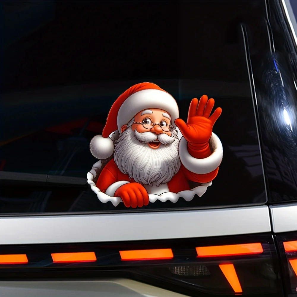 Santa Claus Waving Christmas PVC Vinyl Car & Window Sticker Vinyl Decorative Sticker Babs