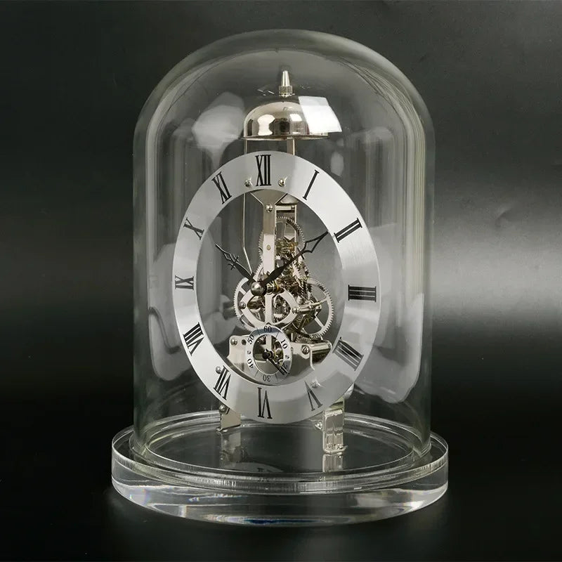 Nordic Retro Mechanical Desk Clock | Silent Metal & Glass Décor Mechanical Desk Clock Babs Silvery