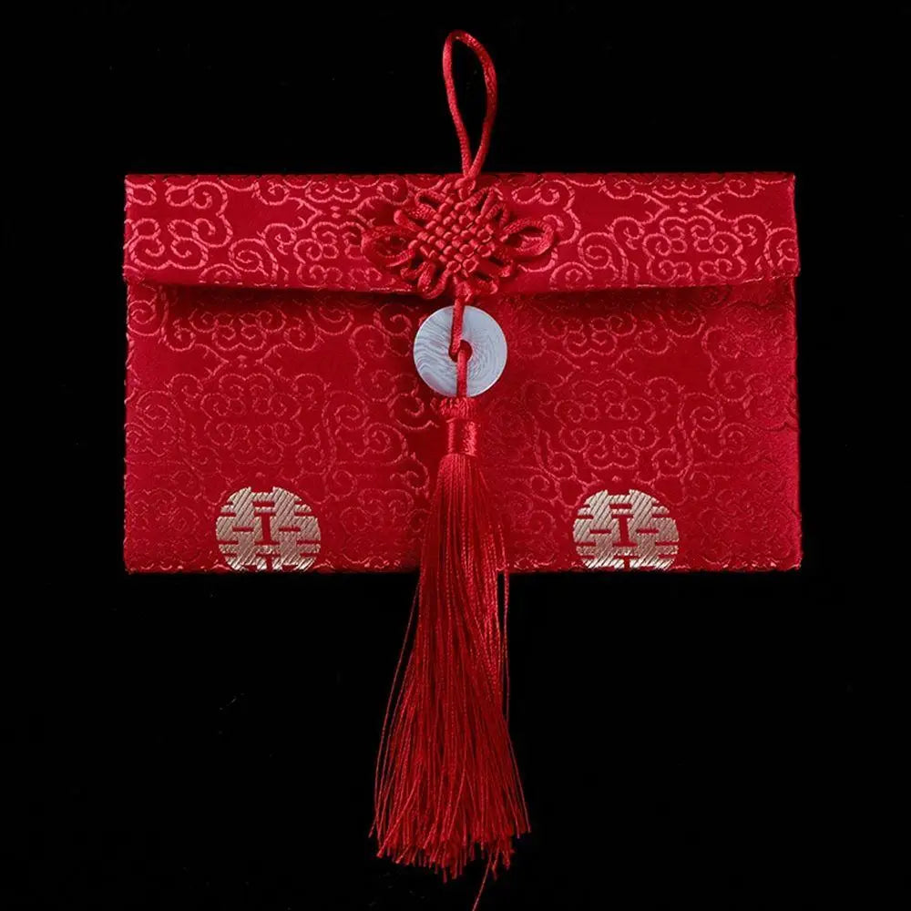 Chinese Silk Brocade Red Envelope HongBao Gift Bag Festive Gift Envelope Babs