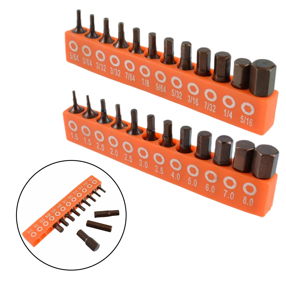 Magnetic Hex Screwdriver Bit Set 25mm 1/4" Shank – 12 or 24 Pcs Screwdriver Bit Set Babs