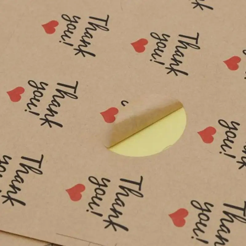 Kraft Paper Thank You Heart Stickers – 20 Sheets | Gift Labels Decorative Stickers Babs