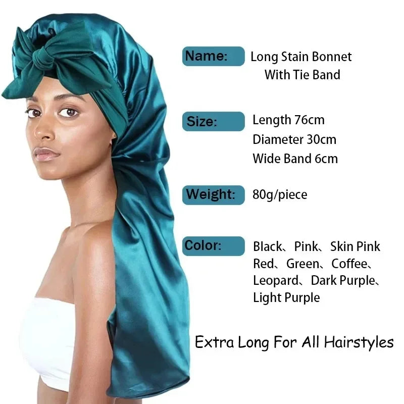 Extra Large Satin Sleep Bonnet with Long Tie – All Hair Types Satin Sleep Bonnet Babs