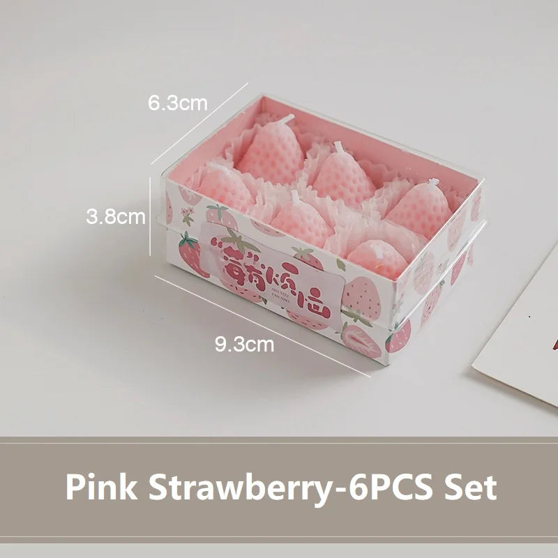 Strawberry Scented Candles Gift Box – Handmade Fruit Candles Scented Candle Set Babs 6P