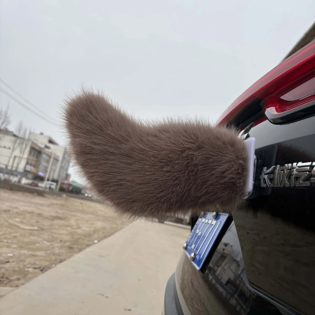 Electric Wagging Faux Fox Tail Car Ornament | Remote Control Car Exterior Ornament Babs