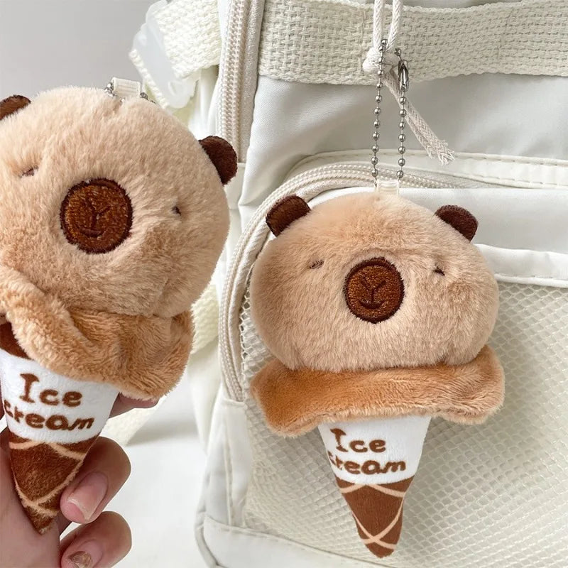Capybara Plush Keychain Ice Cream Cone Stuffed Animal Bag Charm Plush Keychain Charm Babs