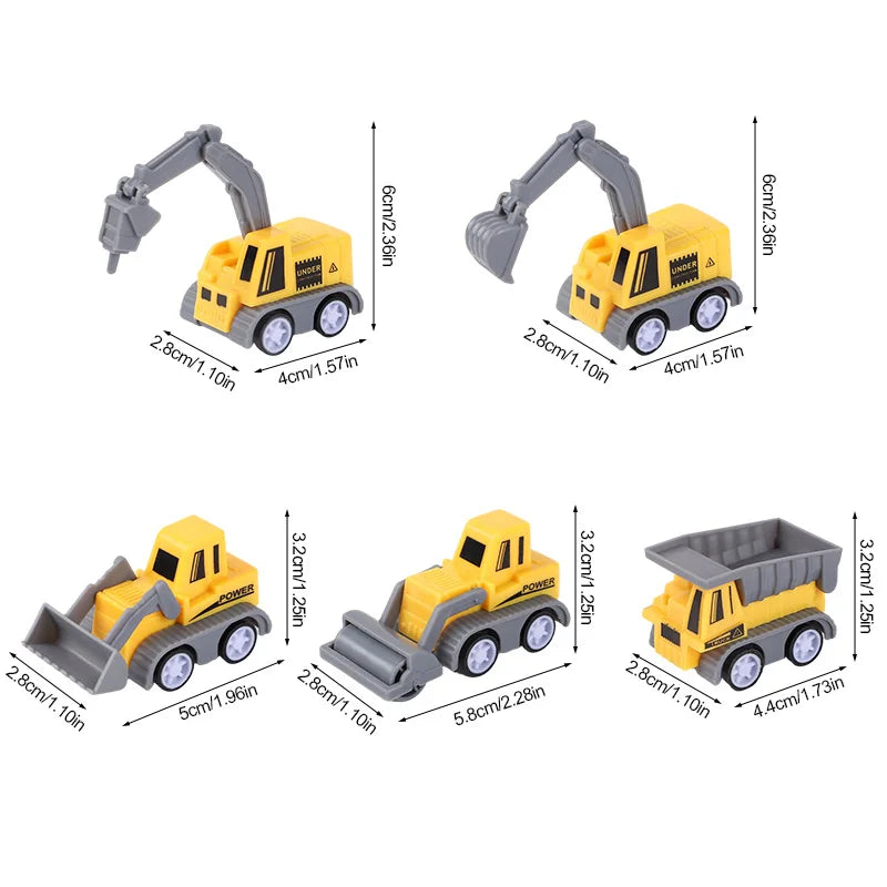 10Pcs Mini Pull Back Construction Vehicles – Kids Party Favors Pull Back Toy Vehicles Babs