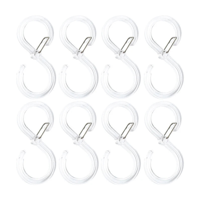 S-Shape Locking Hanger Hooks – 8 Pcs Home Organizer S-Shape Storage Hooks Babs Transparent 8pcs