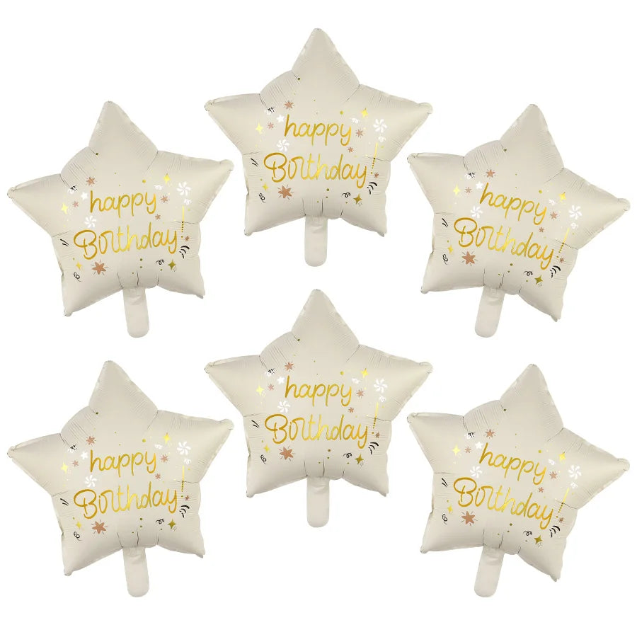 6-Pack 18" Star Foil Balloons – Birthday & Baby Shower Décor Party Foil Balloons Babs Beige 18inch