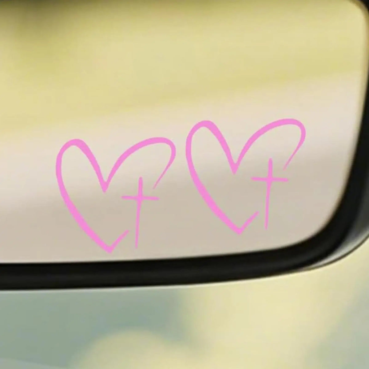 2Pcs Heart Pattern Car Mirror Stickers – Waterproof Decals Car Mirror Decal Babs