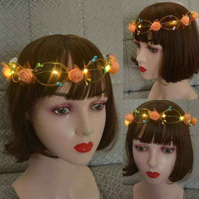 10-Pack LED Flower Crown Headbands | Floral Wreath Hair Accessories LED Floral Headband Babs