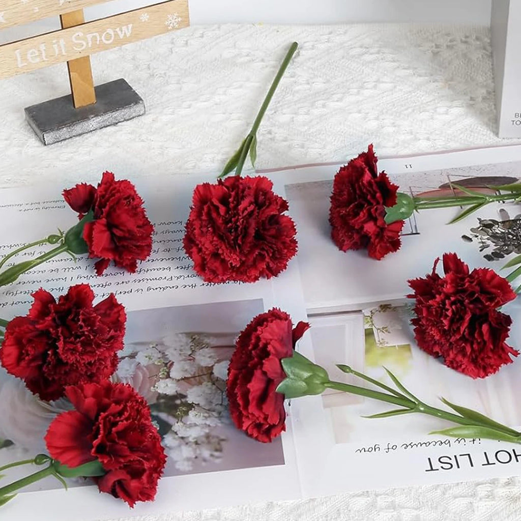 5-Pack Silk Carnation Artificial Flowers for Wedding & Home Decor Artificial Flowers Babs