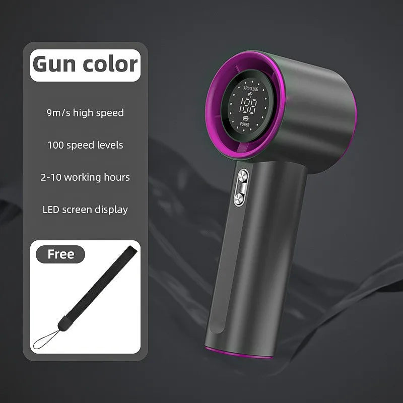 USB Rechargeable Handheld Mini Fan with LED Display Handheld Mini Fan Babs black