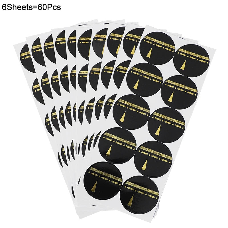 30/60pcs Eid Mubarak Ramadan Kareem Gift Label Stickers 4cm Party Label Stickers Babs 6Sheets 60Pcs