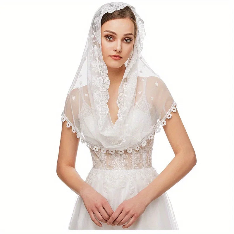Lace Bridal Hair Veil – Women's Wedding & Party Headdress Bridal Hair Veil Babs white