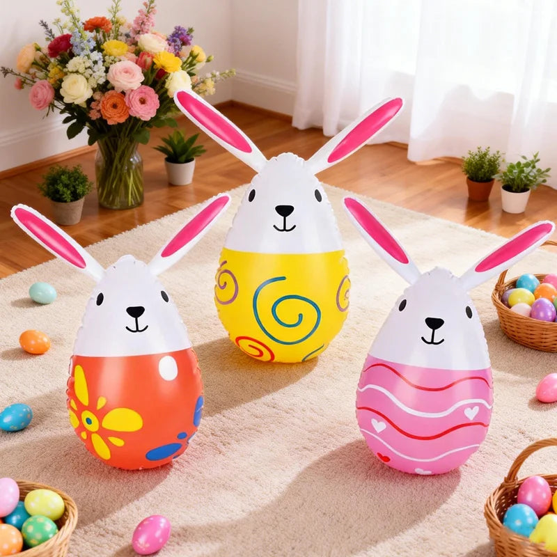 Easter Inflatable Rabbit & Egg Balloons – 3 or 6 Pc Party Set Easter Inflatable Balloons Babs 3Pcs B