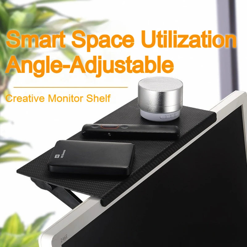 No-Drill TV Monitor Top Shelf Rack – Foldable Storage Holder Monitor Top Shelf Rack Babs