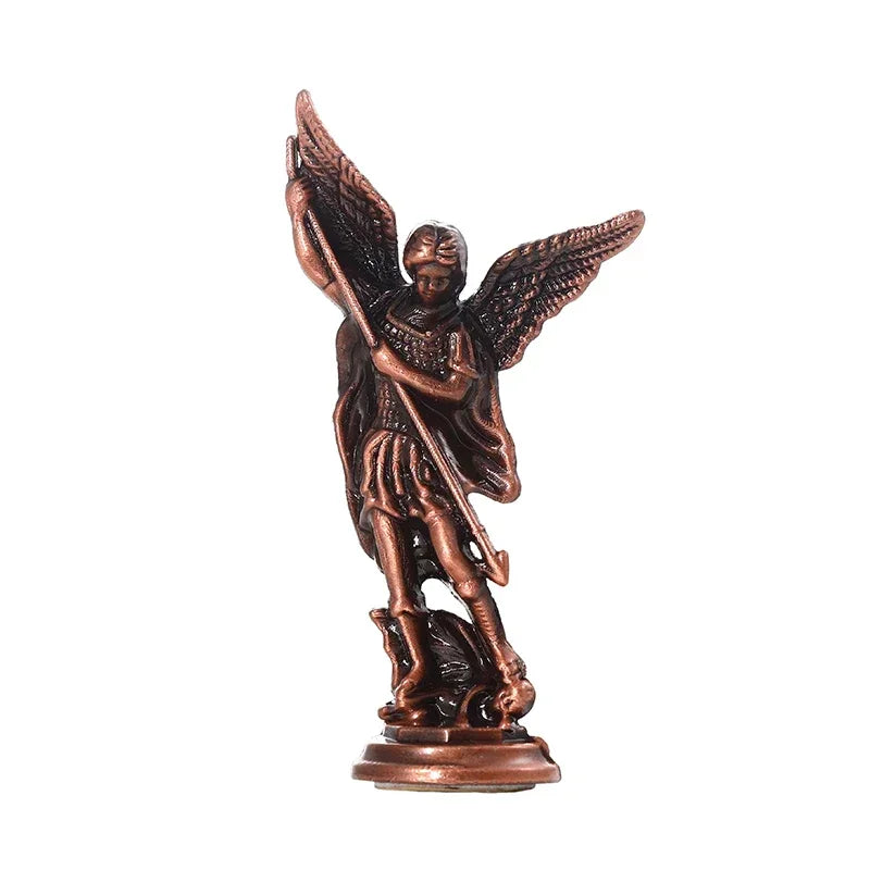 Saint Michael Archangel Figurine – Metal Guardian Statue Décor Religious Figurine Babs Antique bronze