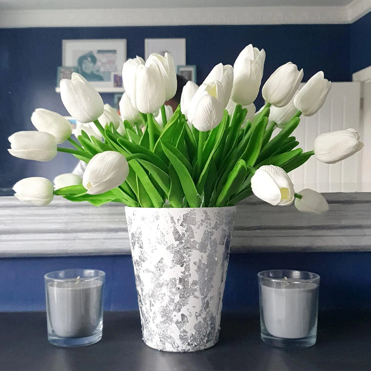 10-Piece Artificial Tulip Bouquet – PE Foam Fake Flowers Artificial Flower Bouquet Babs