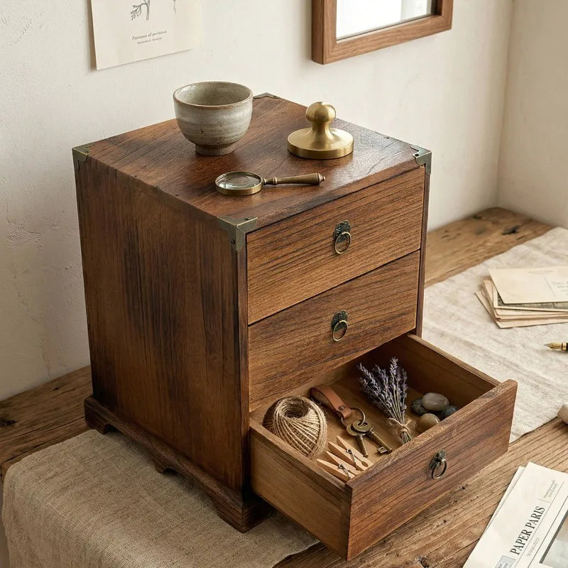 Vintage 3-Layer Wooden Desktop Organizer Drawer Box Desktop Drawer Organizer Babs