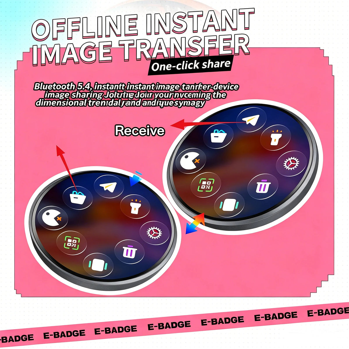 Electronic Dynamic Pin Badge – HD Round Screen GIF & Video Display Electronic Pin Badge Babs