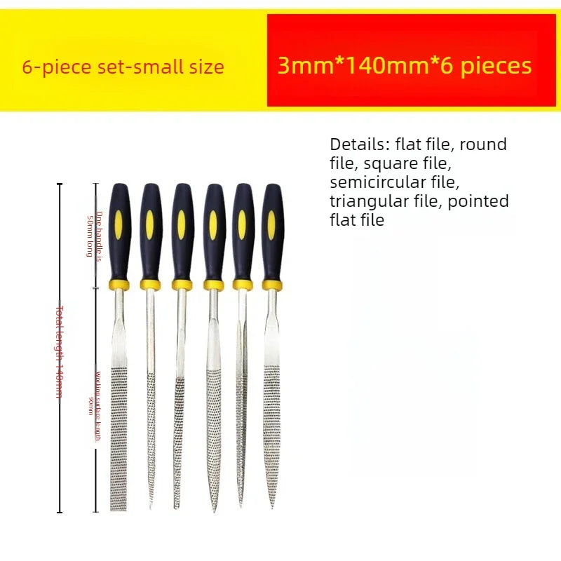 6-Piece Needle File Set – High-Carbon Steel, 140mm Files Needle File Set Babs