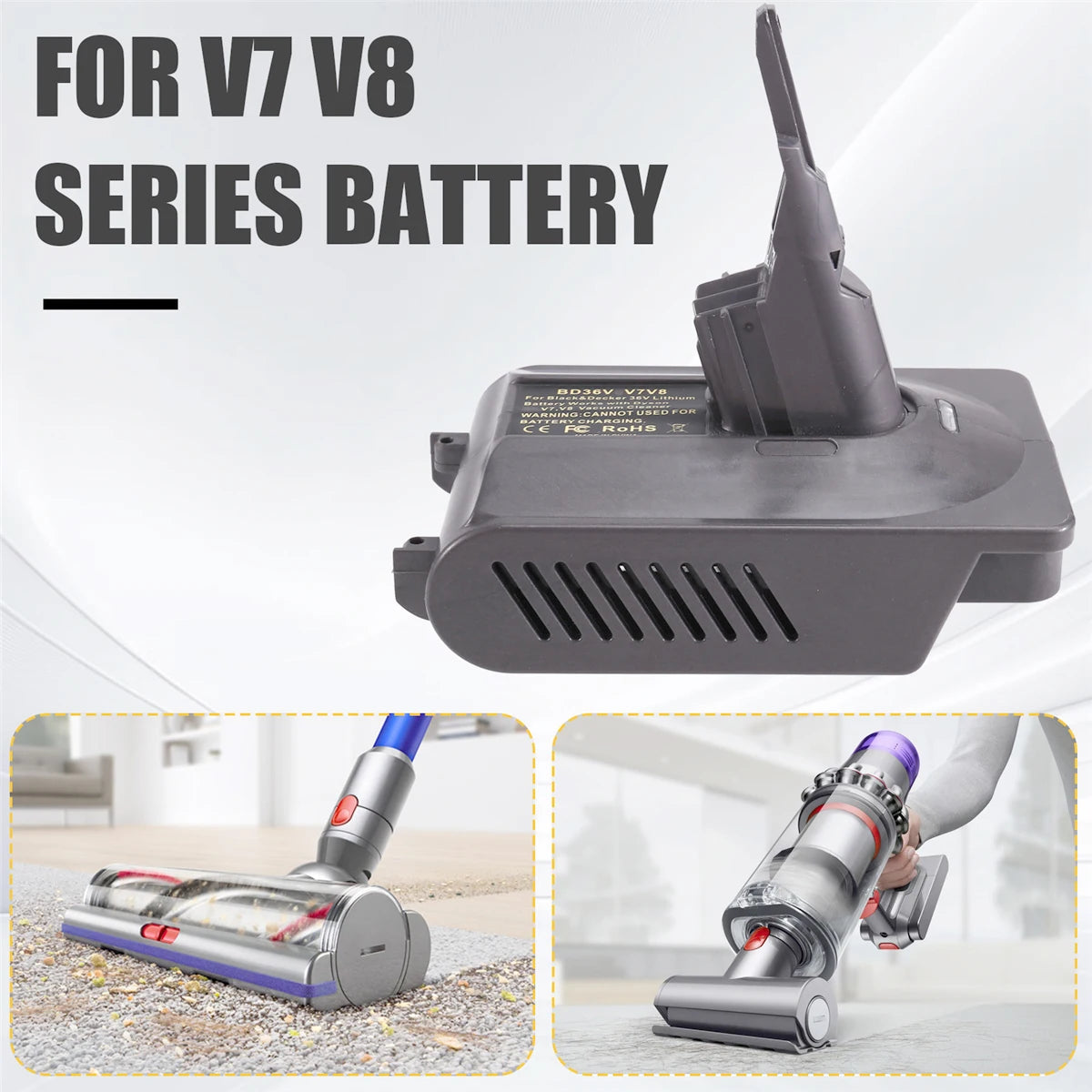 Battery Adapter for Dyson V7 V8 & Black+Decker 36V BD36V7V8 Battery Adapter Babs