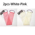African Net Exfoliating Sponge – Shower Puff & Back Scrubber Exfoliating Bath Sponge Babs 2pcs-White-Pink