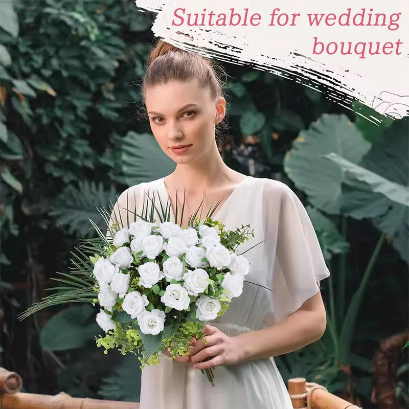 Silk Rose Artificial Flower Bouquet – Wedding & Home Decor Artificial Flower Bouquet Babs